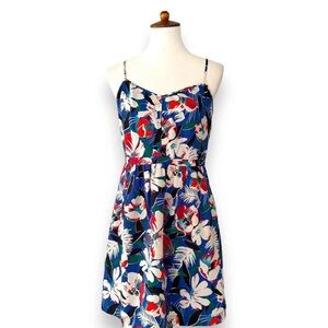 J. Crew Floral Print Mini Dress in Blue and Red size 6